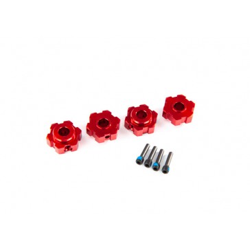 Wheel hubs, hex, aluminum (red-anodized) (4)/ 4x13mm screw pins (4)
