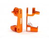 Caster blocks (c-hubs), 6061-T6 aluminum (orange-anodized), left & ri