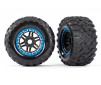 Tires & wheels, assembled, glued (black, blue beadlock style wheels,