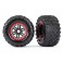 Tires & wheels, assembled, glued (black, red beadlock style wheels, M
