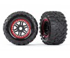 Tires & wheels, assembled, glued (black, red beadlock style wheels, M
