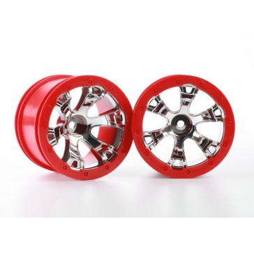 Wheels, Geode 2.2 (Chrome, Red Beadlock Style) (12Mm Hex) (2)