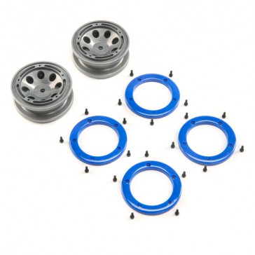 FR/RR Wheel with Beadlock, Gray/Blue: Temper G2