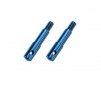 Wheel spindles, front, 7075-T6 aluminum, blue-anodized (left