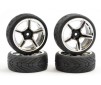 1/10 STREET/TREAD TYRE 5SP BLACK/CHROME WHEEL