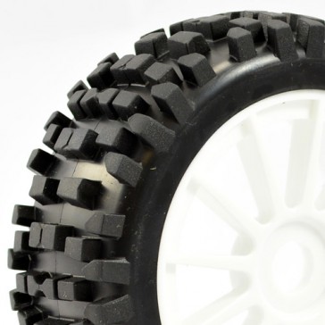 1/8TH PREMOUNTED BUGGY TYRES 'ROCK-BLOCK/12 SPOKE'