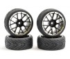 1/10 STREET/TREAD TYRE 14SP BLACK/CHROME WHEEL