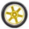 1/10 STREET/TREAD TYRE 6-SPOKE GOLD/CHROME WHEEL