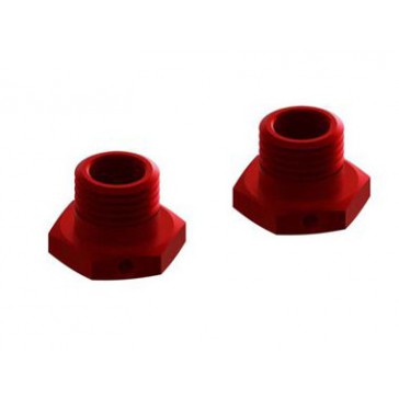 Aluminum Wheel Hex 17mm 14.6mm Thick Red (2)