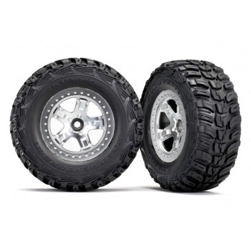 Tires & wheels, assembled, glued (SCT satin chrome) (2) 2WD front