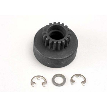 Clutch bell, (18-tooth)/ 5x8x0.5mm fiber washer (2)/ 5mm E-c