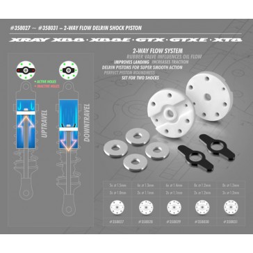 2-WAY FLOW DELRIN SHOCK PISTON 6-H. (1.4MM) & 2-H. (1.1MM) (2)