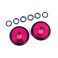 Wheels, wheelie bar, 6061-T6 aluminum (pink-anodized) (2)/ 5x8x2.5mm