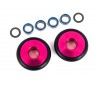Wheels, wheelie bar, 6061-T6 aluminum (pink-anodized) (2)/ 5x8x2.5mm