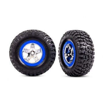 Tires & wheels, assembled, glued (SCT chrome, blue beadlock style whe