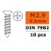 Self-tapping Flat Head Screw - 2,9X9,5mm - Galvanized Steel (10pcs)