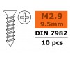Vis à tôle tête conique - 2,9X9,5mm - Acier galvanisé (10pcs)