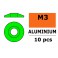 Rondelles aluminium pour vis M3 TB - DE:15mm - Vert (10pcs)