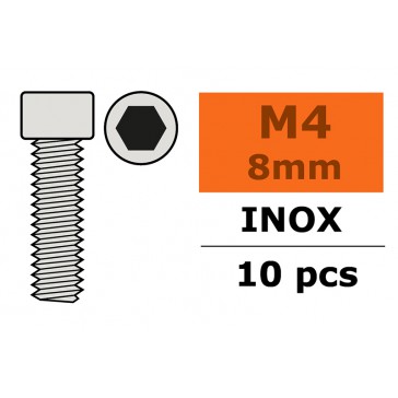 Vis à tête cylindrique - Six-pans - M4X8 - Inox (10pcs)