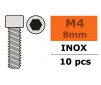 Vis à tête cylindrique - Six-pans - M4X8 - Inox (10pcs)