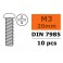 Pan Head Screw - M3X20 - Galvanized Steel (10pcs)