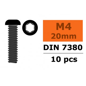 Laagbolkopschroef - Binnenzeskant - M4X20- Staal (10st)