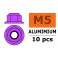 Aluminium zelfborgende zeskantmoer met flens - M5 - Paars (10st)