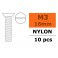 Flat Head Screw - M3X16 Nylon (5pcs)