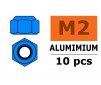 Aluminium zelfborgende zeskantmoer - M2 - Blauw (10st)