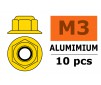 Aluminium zelfborgende zeskantmoer met flens - M3 - Goud (10st)