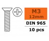 Vis à tête conique - Philips - M3X12 - Acier galvanisé (10pcs)