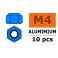 Aluminium zelfborgende zeskantmoer - M4 - Blauw (10st)