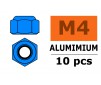 Ecrou aluminium autobloquant - M4 - Bleu (10pcs)