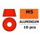 Rondelles aluminium pour vis M5 T. Cy. - DE:12mm - Rouge (10pcs)