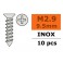 Vis à tôle tête conique - 2,9X9,5mm - Inox (10pcs)