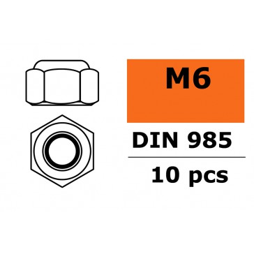 Hexagon Nylstop Nut M6 - Galvanized Steel (10pcs)