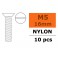 Flat Head Screw - M5X16 Nylon (5pcs)