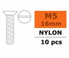 Vis à tête conique - M5X16 - Nylon (5pcs)