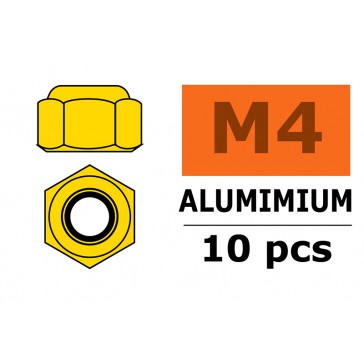 Aluminium zelfborgende zeskantmoer - M4 - Goud (10st)