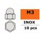 Closed Round Head Nut - M3 Inox (10pcs)