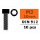 Cilinderkopschroef - Binnenzeskant - M3X10 - Staal (10st)