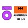Rondelles aluminium pour vis M4 TC - DE:10mm - Violet (10pcs)