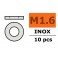 Vlakke sluitring - M1,6 - Inox (10st)