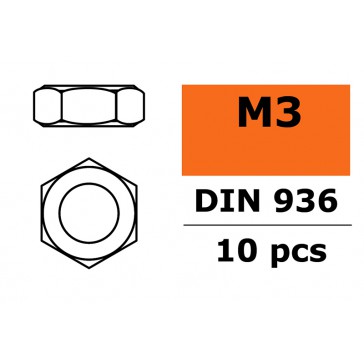 Hexagon Nut M3 - Low Profile - Galvanized Steel (10pcs)