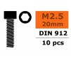 Cilinderkopschroef - Binnenzeskant - M2,5X20 - Staal (10st)
