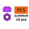 Aluminium zelfborgende zeskantmoer - M5 - Paars (10st)