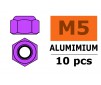Ecrou aluminium autobloquant - M5 - Violet (10pcs)
