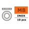 Vlakke sluitring - M8 - Inox (10st)