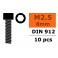 Hex Socket Head Screw - M2,5X8 Steel (10pcs)