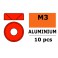 Rondelles aluminium pour vis M3 TC - DE:8mm - Rouge (10pcs)
